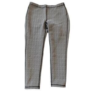 J. McLaughlin Size Large Black & White Reversible Herringbone Ankle Pants